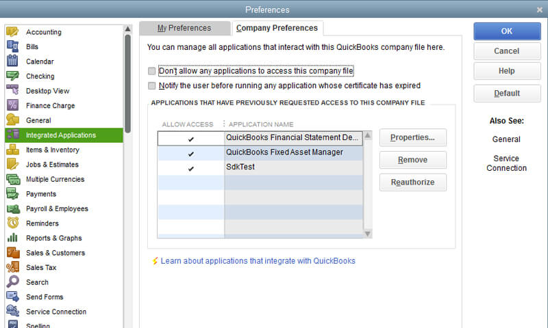Quickbooks integration with third party software
